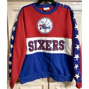 Mitchell & Ness Philadelphia 76ers Sixers Throwback Sweatshirt Mens Large Crew